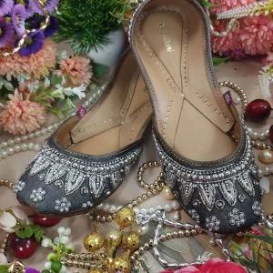 pearl beads payal gunmetal silver