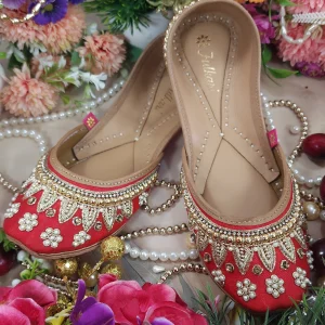 pearl beads payal red gold
