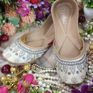 pearl beads payal white silver