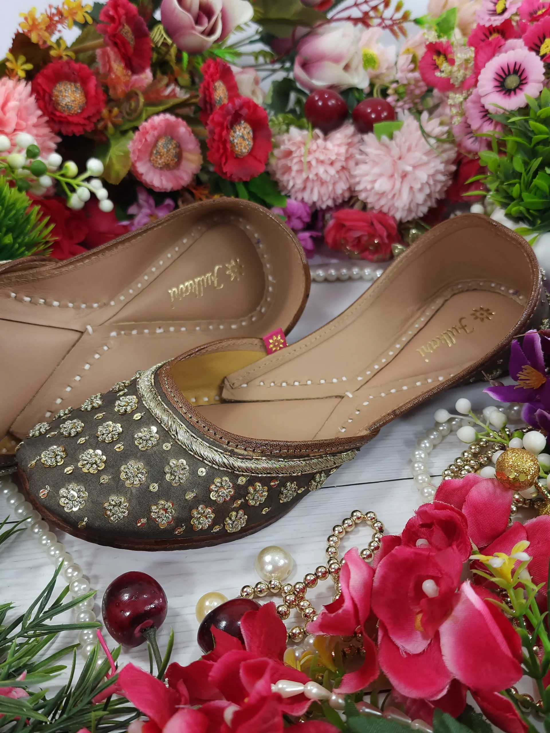 phulkari lily zarri flower brown gold phulkari lily zarri flower brown gold