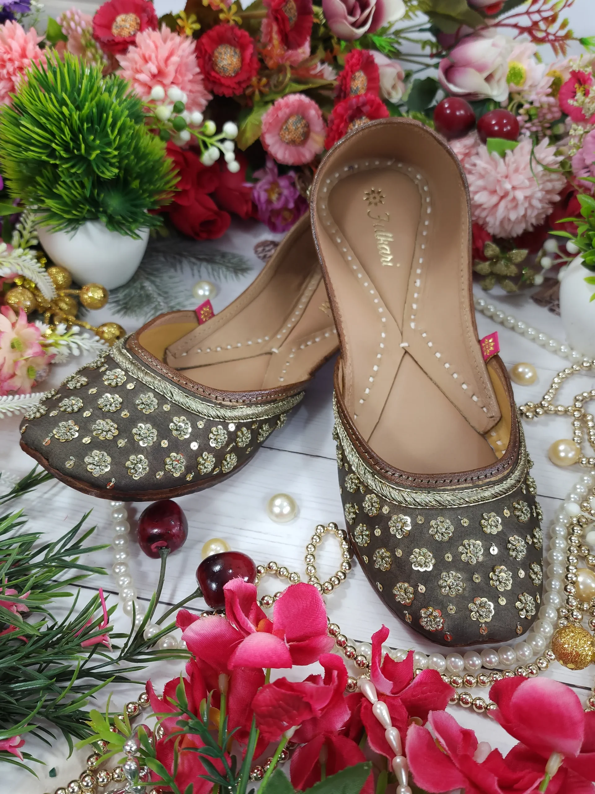 phulkari lily zarri flower brown gold phulkari lily zarri flower brown gold